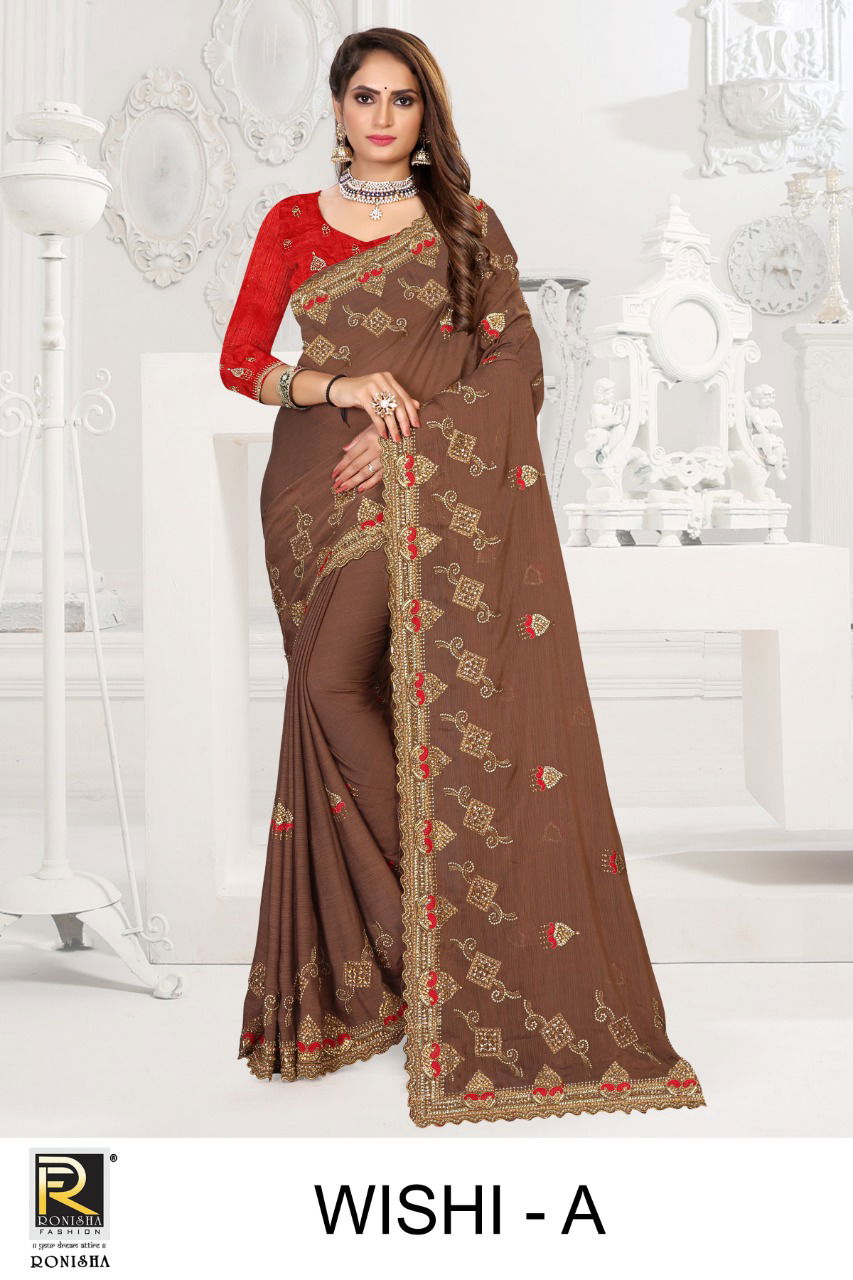 Ronisha Wishi New Designer Exclusive Wear Embroidery Saree Collection